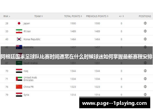 阿根廷国家足球队比赛时间通常在什么时候球迷如何掌握最新赛程安排