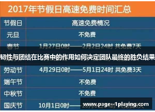 韧性与团结在比赛中的作用如何决定团队最终的胜负结果